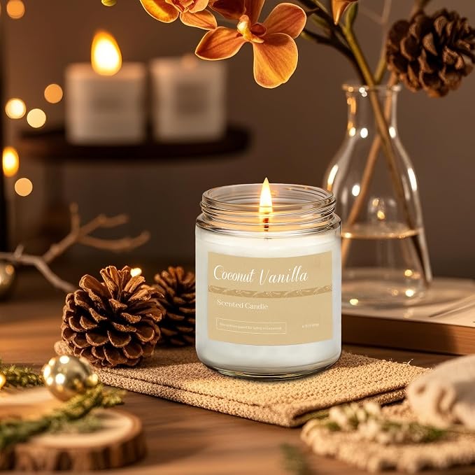 Scented Candles Gift Set,6 Pack Fall Scented Candles for Women Gifts Autumn Home Decor, Natural Non Toxic Soy Candle Set Pumpkin/Cinnamon Apple/Vanilla/Lavender/Sage/Eucalyptus