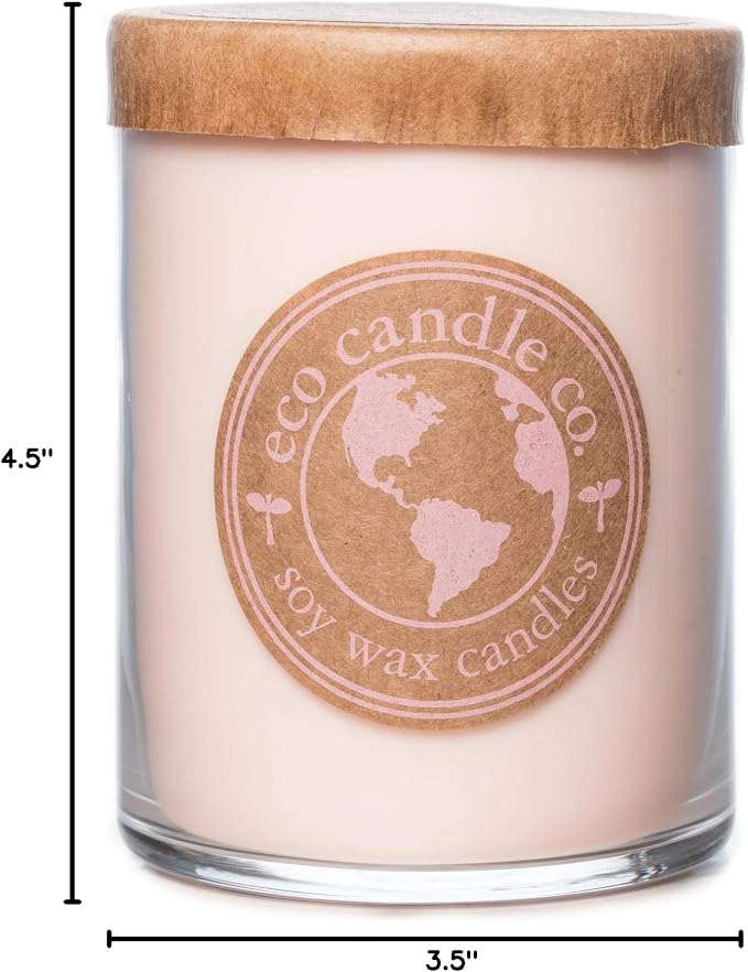 ECO CANDLE CO. Recycled Candle, Vanilla Grapefruit, 18 oz. Double Wick - Scents of Vanilla & Pink Grapefruit - 100% Soy Wax, No Lead, Kraft Paper Label & Lid, Hand Poured, Midwest Grown Soybeans