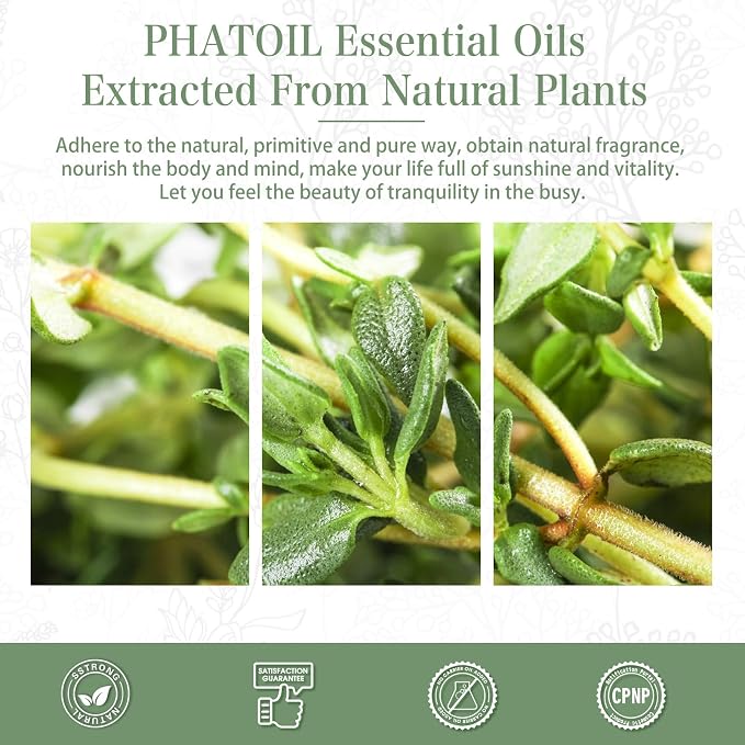 Thyme Essential Oil, 1.01Fl.Oz (30ML) PHATOIL Pure Essential Oil Singles for Aromatherapy Diffusers, Humidifiers, Great for DIY Candle and Soap Making, Gift for Friend
