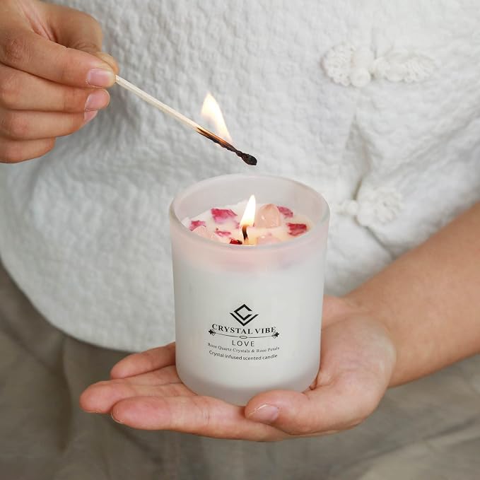 Crystal Vibes Scented Candle for Aromatherapy & Meditation | Long-Lasting Fragrance | Relaxing Home Décor | Stress Relief & Calm Ambience