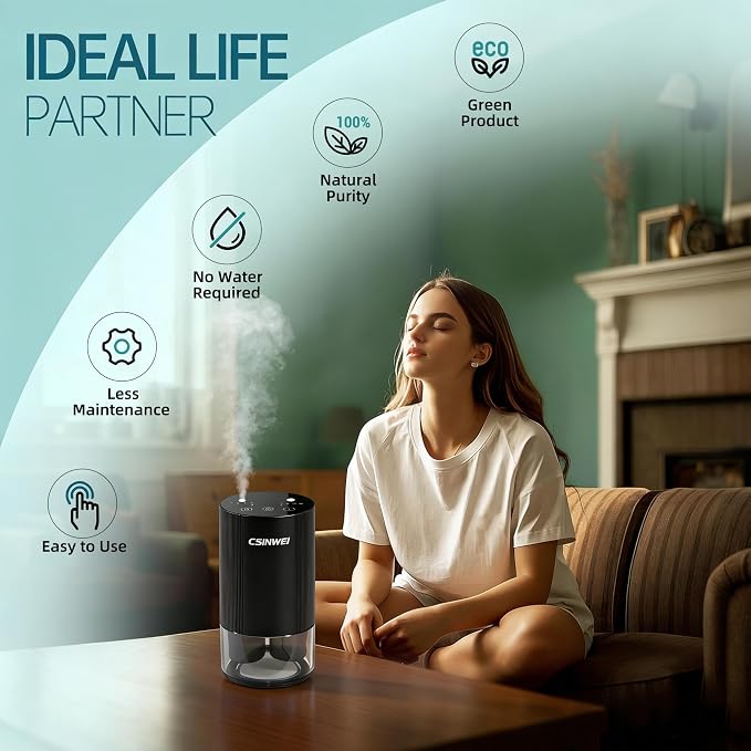 Dual Nozzle Waterless Essential Oil Diffuser for Home Large Room, Car, Office, Portable Battery Operated Aromatherapy Scent Diffusers, Mini Cordless Air Freshener, 5 Timers & 4 Mist Levels