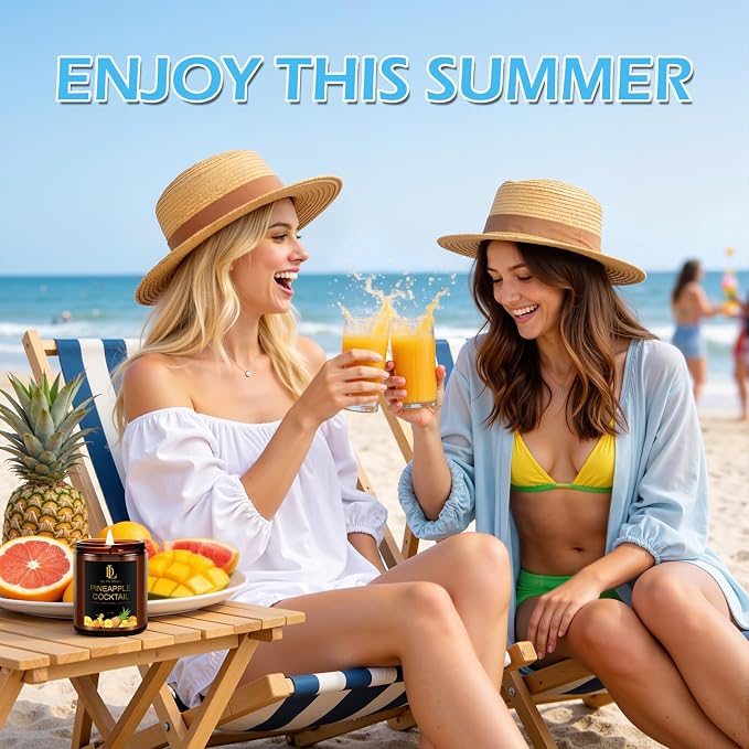 6 Pack Scented Candles Set, 42oz 300 Hour Long Lasting Candle, Soy Candles for Home Scented, Scents of Coconut Vanilla/Pineapple Cocktail/Sicilian Lemon/Pink Sands/Bahama Breeze/Vanilla Ice Cream