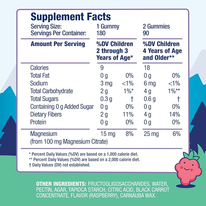 DR. MORITZ Sugar-Free Calm Magnesium Gummies for Kids and Adults - Non-GMO Magnesium Citrate Gummies - Raspberry Flavor - 1-Pack (180 Count)