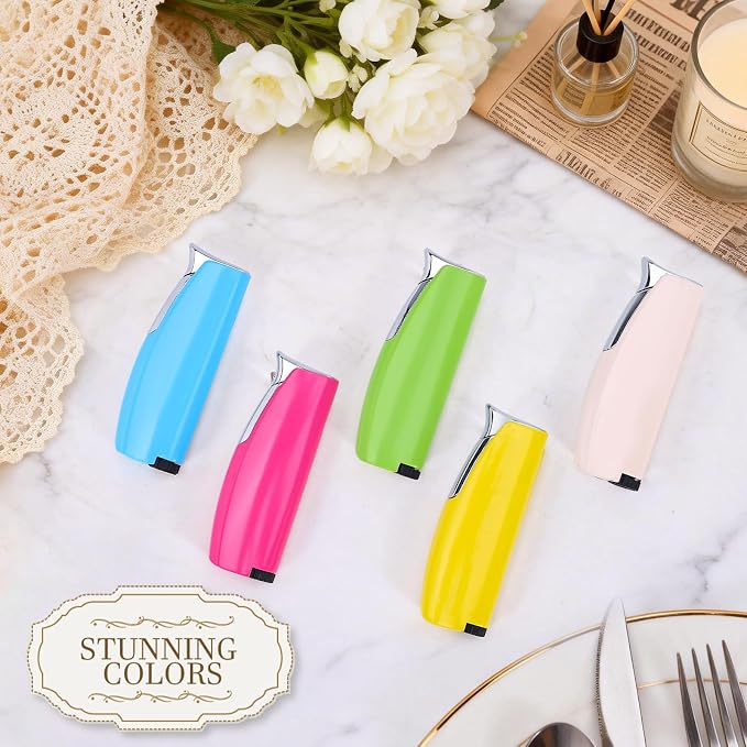 Women's Mini Butane Torch Lighter, Windproof Jet Flame Refillable Adjustable Candle Lighter for BBQ, Camping, Daily Use, Ideal Gift, 2 Pack (Blue, Butane Not Included)