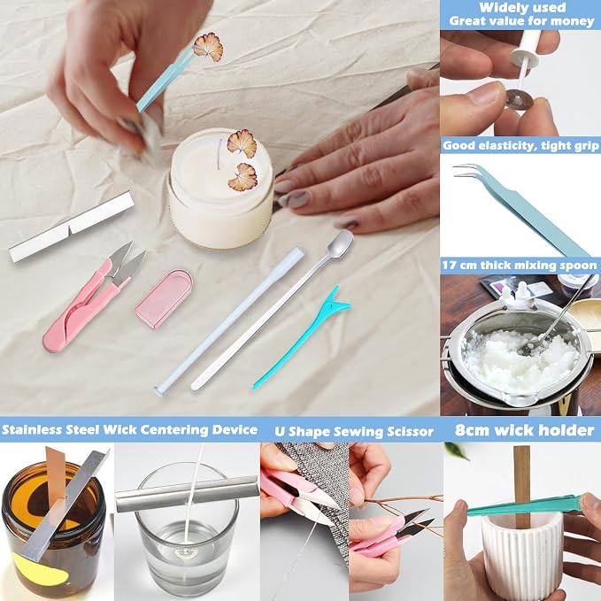 41PCS Mold Punch Wicking Needle Tools Inserting Tool for Candle Making Adjustable Punch Needle Long Silicone Mold Hook Needle Drill Candle Wick Hole Drill Steel Sticks to Make Holes in Candles Soap