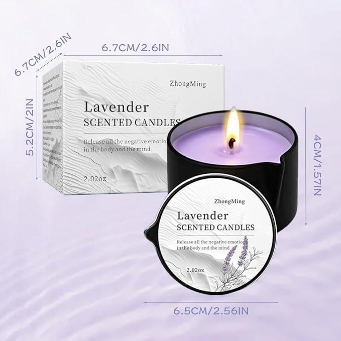Natural Soy Wax Aromatherapy Candle for Home, Stress Relief & Relaxation, Long Lasting Fragrance Candle for Women & Men, 2.02 Oz (Lavender)