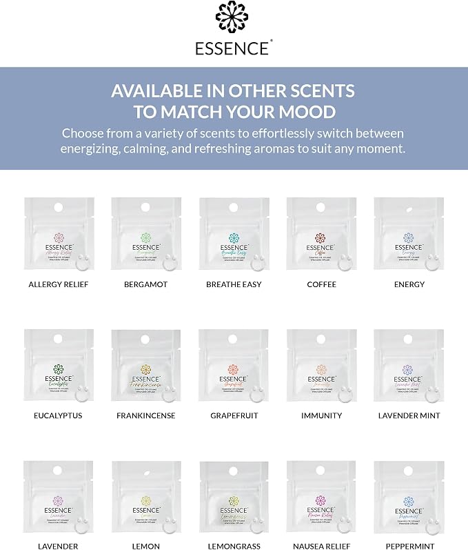 Essence Wearable Aromatherapy Nasal Diffuser – Energy Blend Essential Oil Nose Ring – Personal Scent Clip for Travel, Work & Everyday Use – Made in USA