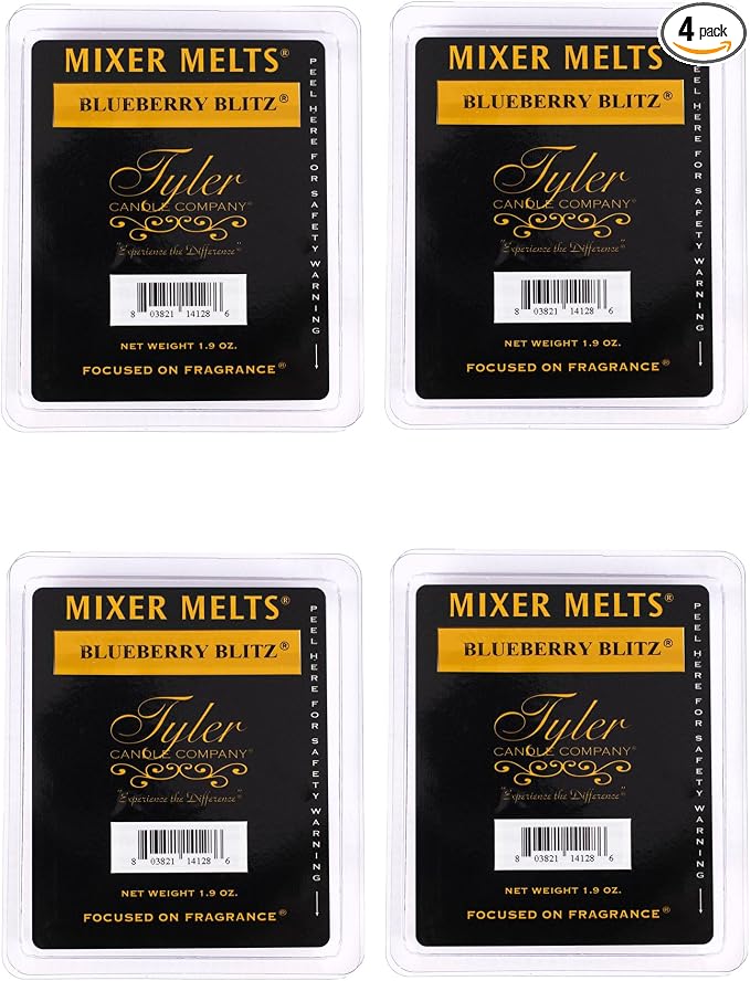 Tyler Candle Company Blueberry Blitz 1.9 Ounce Scented Mixer Wax Melt Cubes for Tart Burner, Pack of 4