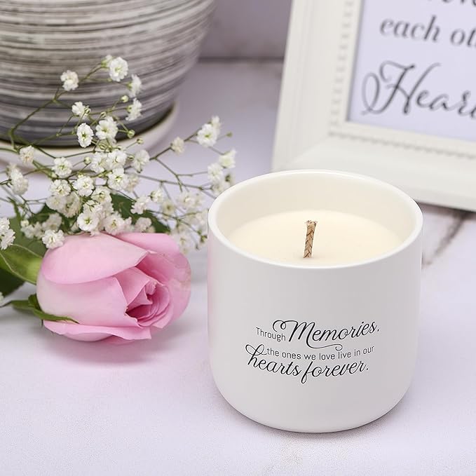 Sympathy Candle for Loss of Loved One - Through Memories Memorial Gift - Midnight Jasmine & Vanilla - 40H Soy Wax Remembrance, Bereavement, Grief & Condolence Keepsake Jar Present