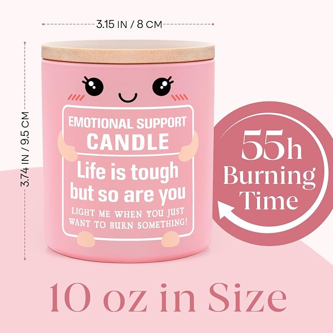 Funny Emotional Support Candle 10Oz, Inspirational, Cheer Up, Encouragement, Cancer Care, Get Well Gifts for Women Friends Coworkers, Life Is Tough But So Are You Stress Relief Scented Candle