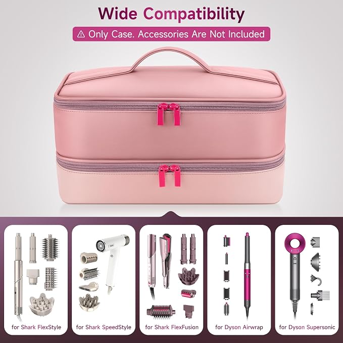Adworte Travel Hair Dryer Case for Shark FlexFusion, Portable Hair Tools Bag, Double-Layer Storage Carrying Case for Shark FlexStyle Blow Dryer, FlexFusion & Fusion Air Straightener Attachments Holder
