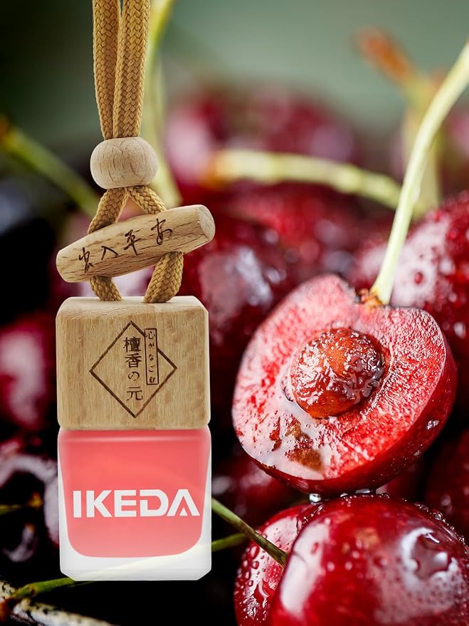 Ikeda Car Air Freshener: Hanging Car Smell Air Freshener | 10ml Hanging Car Perfume | Long Lasting Fragrance | Strong Scents Diffuser for Auto Home (Cherry|Square)