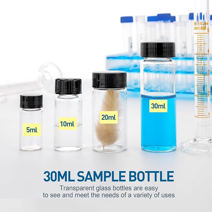 Kesell 12 Pack Glass Vials 30ml Vials With Screw Caps Borosilicate Glass Bottle Lab Vial