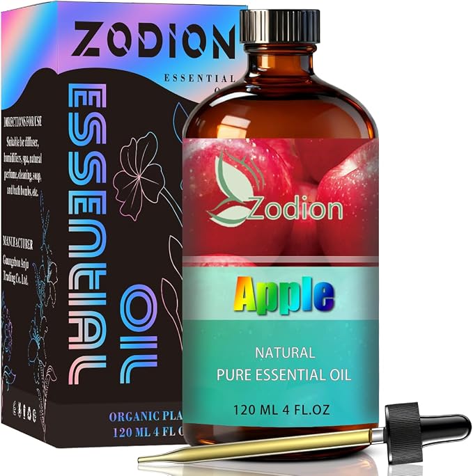 Apple Essential Oil, Apple Fragrance Oil for Diffuser, Massage, Humidifier, DIY Candle, Soap Making, Home, Bath, Yoga - 4 fl oz (120ml) - ZODION Essential Oils