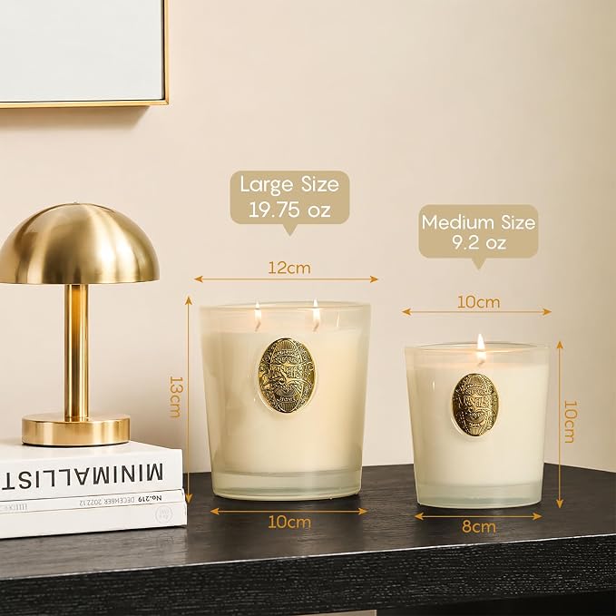 M&SENSE Natural Soy Candle | Creamy Vanilla Pie & White | 9.2 oz, 50H Burn Time | Luxury Scented Candle for Relaxation, Gifting, Home Décor | Ideal for Bedroom, Office, Party Ambiance