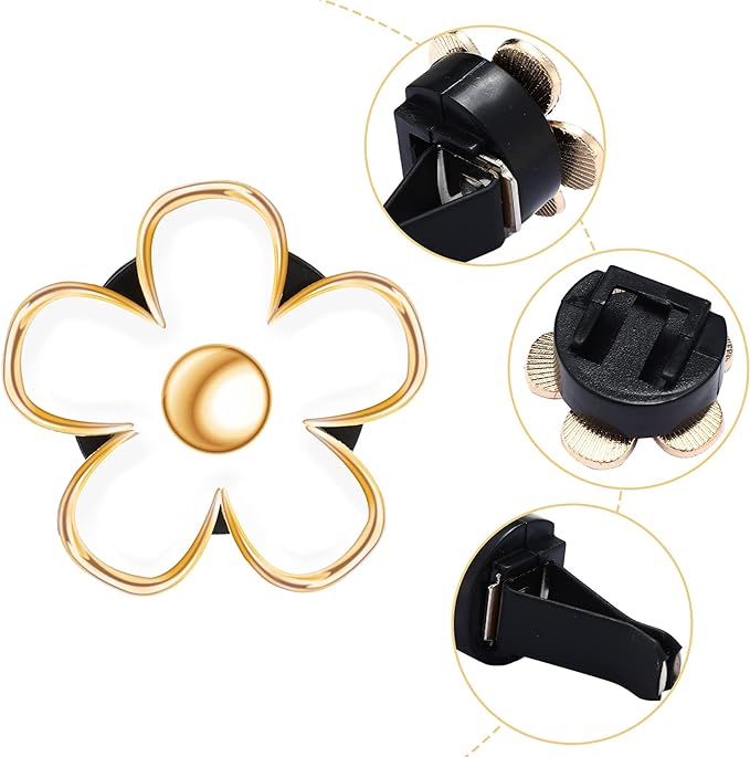 Frienda 6 Pcs Daisy Flower Air Vent Clip Accessories Air Conditioning Outlet Clip Car Air Freshener Dashboard Accessories Charm Car Inter Decor(3 cm, 3.3 cm,White)