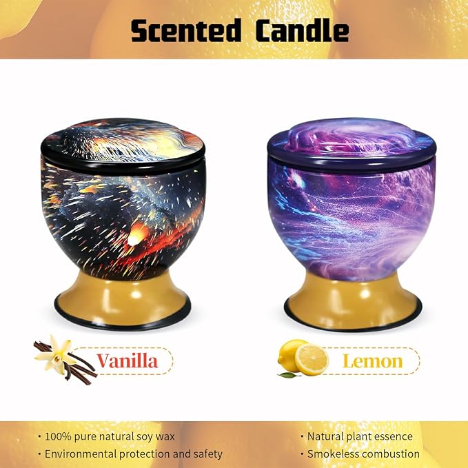 2 Packs -4 Ounces Household Aromatherapy Candles, Lemon, French Vanilla Natural Soy Candles, Portable tin can Candle Set, Suitable for Travel, spa, Bathing, Yoga, Home Decoration