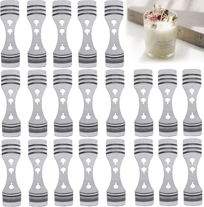 25pcs Metal Candle Wick Holder, Silver Stainless Steel Candle Wick Centering Devices for Candle Making