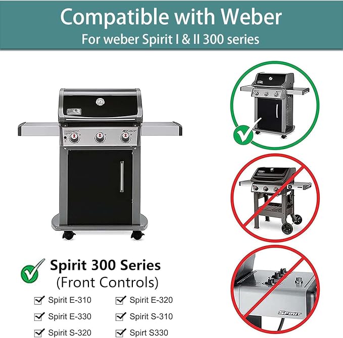 Replacement Parts for Weber Grill Spirit, 7636 Grill Parts 15.3 Inch Flavorizer Bars for Weber Spirit I & II 300 Series, Spirit E310 E320 E330 S310 S320 S330 with Front Control Knobs