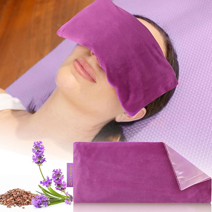 Weighted Eye Mask for Sleep, Yoga, Meditation, Lavender Eye Pillow Heated for Headache, Sinus, Dry Eyes Relief, Moist Heat Mask Purple Relaxation Gifts for Women (Purplex2)