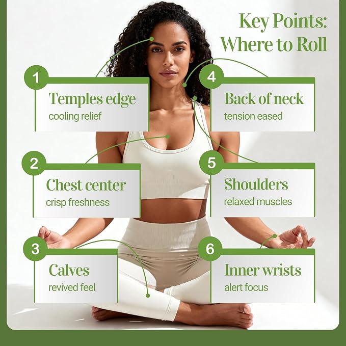 BodyJ4You Rosemary + Peppermint Essential Oil Roll On Duo - Pure 100% USDA Organic MCT Coconut Oil - Amethyst and Clear Quartz Stone Rollers - Scalp Care Focus Cooling Temples Neck Roots - Amber Glass