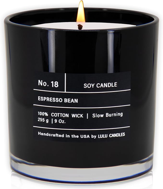 Lulu Candles | Espresso Bean | Luxury Scented Soy Jar Candle | Hand Poured in The USA | Highly Scented & Long Lasting (9 Oz.)