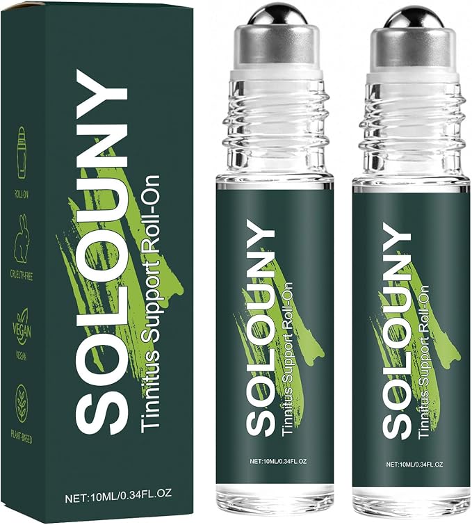 Solouny Tinnitus Vertigo Roll On, Plant-Based Formula Relieving Vertigo, Portable Aromatherapy Roller,2PCS