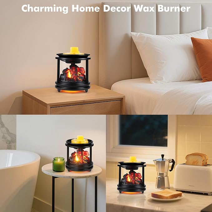 Wax Melt Warmer, Flames Candle Wax Melter for Scented Campfire Candle Melt Warmer PTC Heating, 3-in-1 Electric Oil Burner Fragrance Warmer for Home Bedroom Office Gifts & Decor