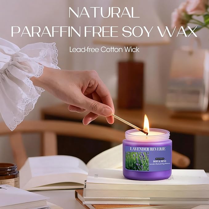 Lavender Scented Candles, 4oz Jar Aromatherapy Soy Wax Candle for Home, Candles Gifts for Women Mom, Fragrance Ideal for Relaxation Stress Relief & Meditation