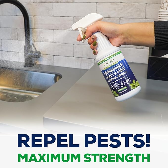Peppermint Oil Spray for Insects, Pests, Rodents, Mice, Bugs, Spiders, Ants & Wasps - All Natural Pest Control Repellent for Home, Indoor, Outdoor, Garden, Maximum Strength, Ready-to-Use, 16 FL OZ