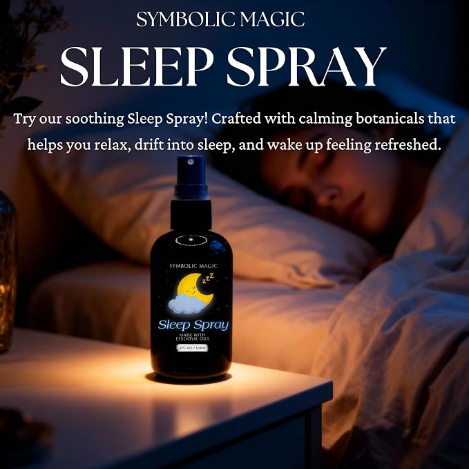 Symbolic Magic Sleep Spray – Calming Lavender and Essential Oils, Pillow Mist for Deep Sleeping, Aromatherapy, Calming Bedtime, Chamomile & Linen Spray for Relaxation and Peaceful Rest, 4oz
