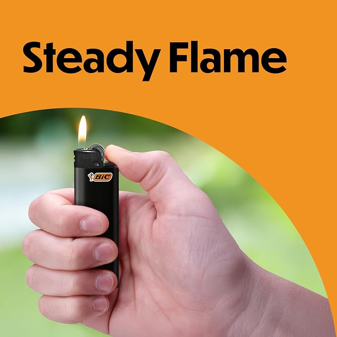 BIC Maxi Pocket Lighters, Safe and Reliable, Long-Lasting Pocket Lighters for Everyday Use, All-Black, 8-Pack