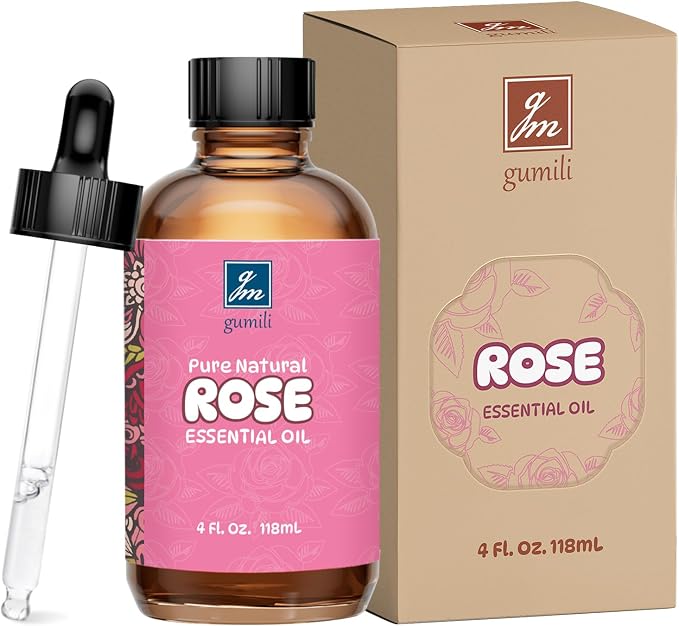 GM Gumili Rose Essential Oil for Face, Hair, Body, Skin, Aromatherapy, Essential Oils Diffuser, DIY Blends - 4 Oz