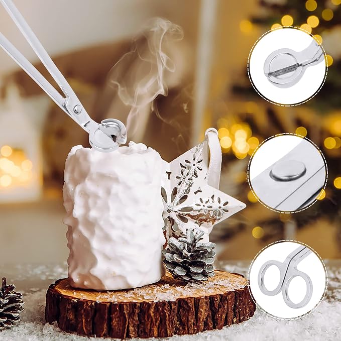 3-in-1 Candle Snuffer Set Candle Wick Trimmer Set - Silver