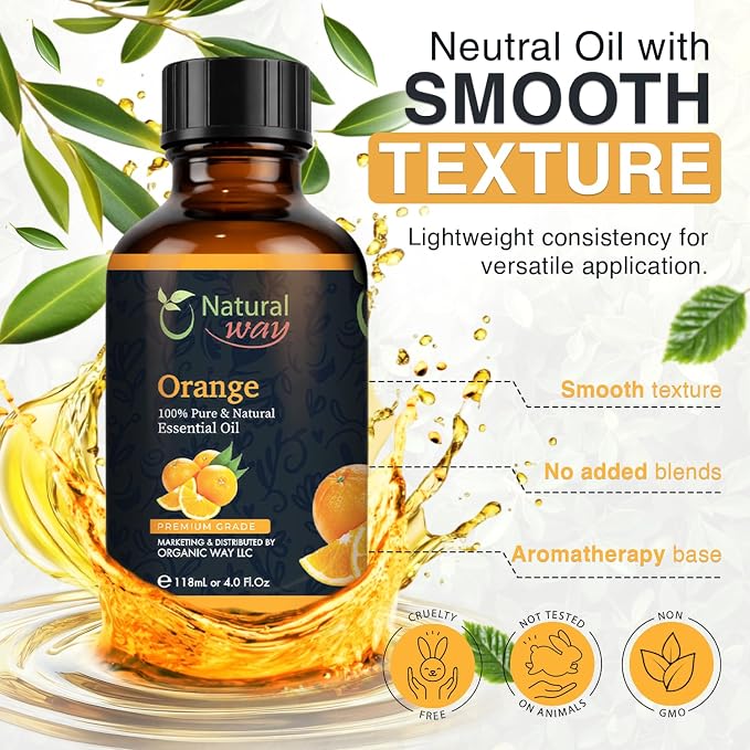 Essential Oil | Pure Aromatherapy Oil for Diffusers, Hair Growth, Skin, Scalp Care, Massage | Refreshing Hair Oil for Women & Men | Natural Essential Oil for Diffuser (Orange)