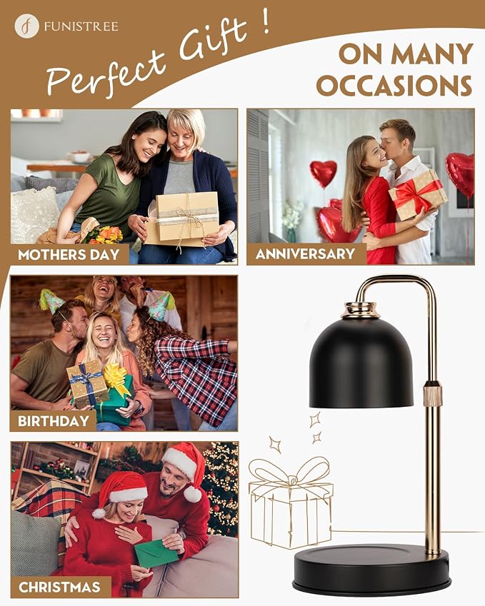 Candle Warmer Lamp with Timer & Dimmable Brightness, House Warming Gifts New Home, Candle Warming Lamp Gifts for Mothers Day, Birthday Gifts for Women Mom, Flameless Wax Melt Warmer for Jar Candles