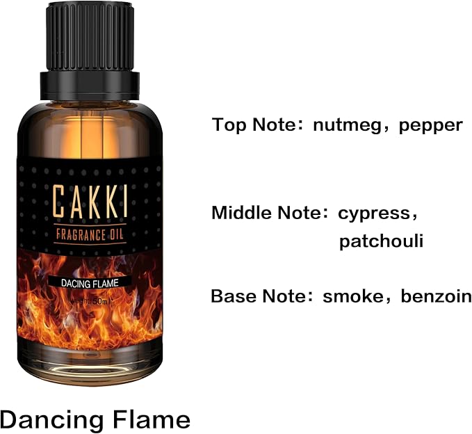 Essential Oils for Diffusers for Home, Scent-Dancing Flame, Single Large Size 50ml, CAKKI Fragrance Oils, for Candle Making, for Soap Making, Diffuser Oil Scents