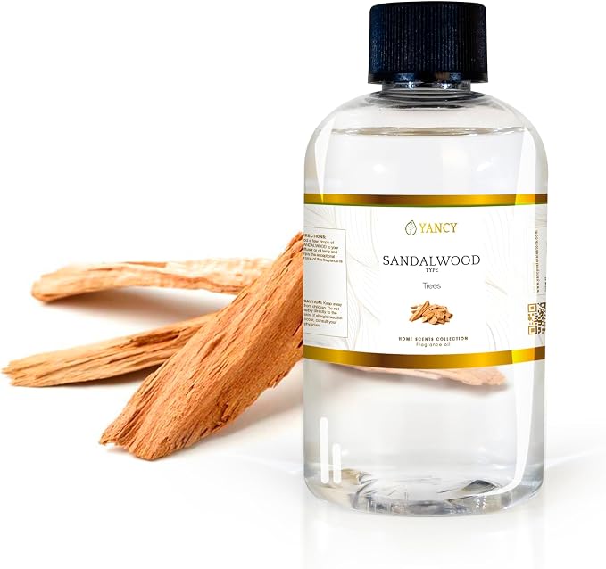 YANCY Sandalwood Luxury Collection Fragrance Oil (4 oz), Smooth Woody Scent, Ideal for Diffusers, Oil Burners & Aroma Lamps, Calming Fragrance for a Centered Space