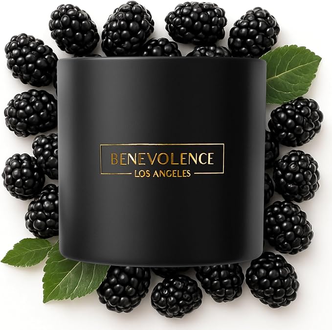 Benevolence LA Premium Black Berries Large 3-Wick Scented Candle – 45-Hour Burn – Luxury Natural Soy Candle for Home – Aromatherapy & Room Decor – 14.5oz