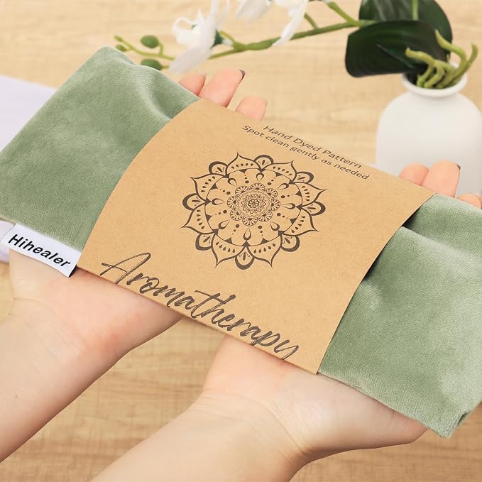 Eye Pillow for Sleeping, Headache Relief, Sinus Pressure, Weighted Eye Mask for Relaxation, Yoga, Moist Heat Eye Compress, Meditation Accessories, Lavender Gift Set for Women (Velvet Green 4 Pack)