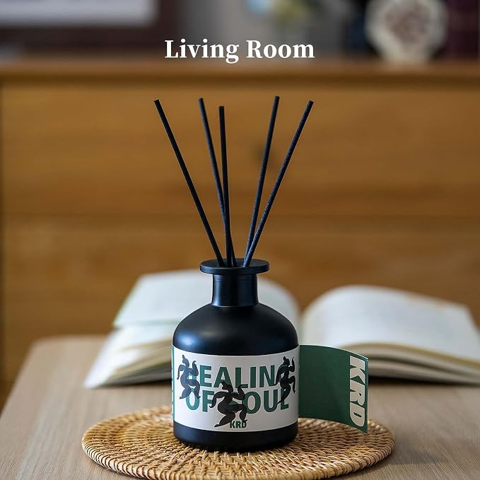 KRD Tomato Leaf Room Scent Diffuser, 3.38 fl oz Natural Rattan Sticks Fragrance Oil, Elegant Housewarming Gift for Women Green Decor