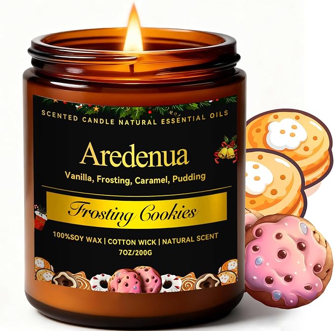 Sugar Cookies Candle | Warm Bakery Fragrance for Comfort & Relaxation - Cookies Scented Candle for Home – Sweet Vanilla Sugar Scent for for Living Room & Relaxing Evening, Gifts for Women Men - 7 oz
