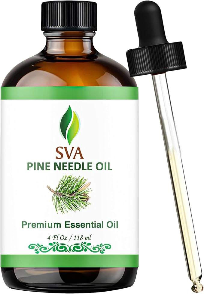 SVA Pine Needle Essential Oil 4 Fl Oz – for Diffuser, Skin & Hair Care – Ideal for Massage & DIY Blends – with Dropper