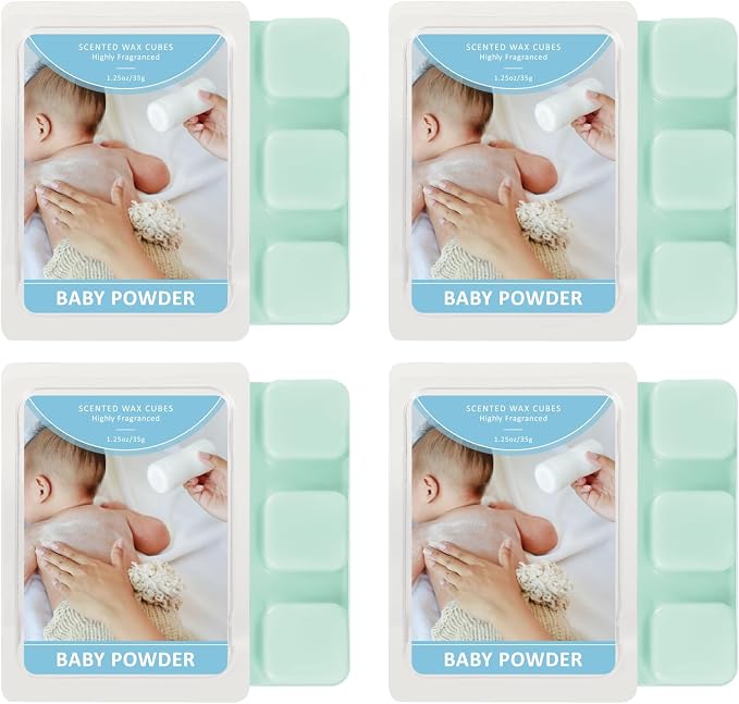 SCENTORINI Wax Melts, Baby Powder Scent, Summer Scent Wax Cubes Strong Scent, 4 Pack Non-Toxic Soy Wax Cubes for Warmers, Home Fragrance