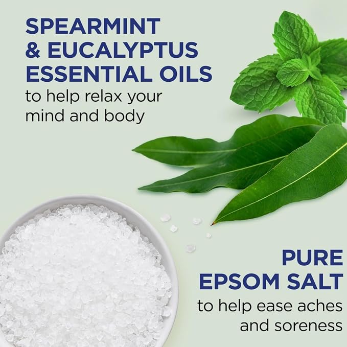Dr Teal's Holiday Limited Edition Bath Gift Set | Epsom Salt Soak and Foaming Liquid, 14 oz Salt, 3 fl oz Bath (Eucalyptus)