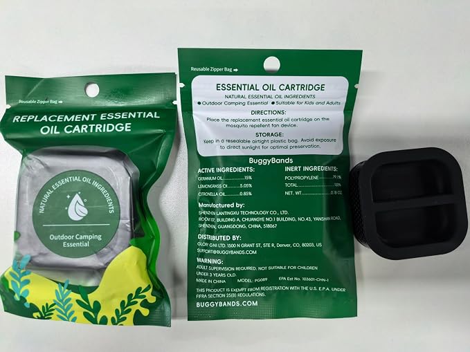 BuggyBands Outdoor Essential Oil Refill Cartridges – 4 Pack – Plant-Based Botanical Aroma Refills for Portable Diffuser Devices – DEET-Free – Natural Outdoor Fragrance for Patio & Camping