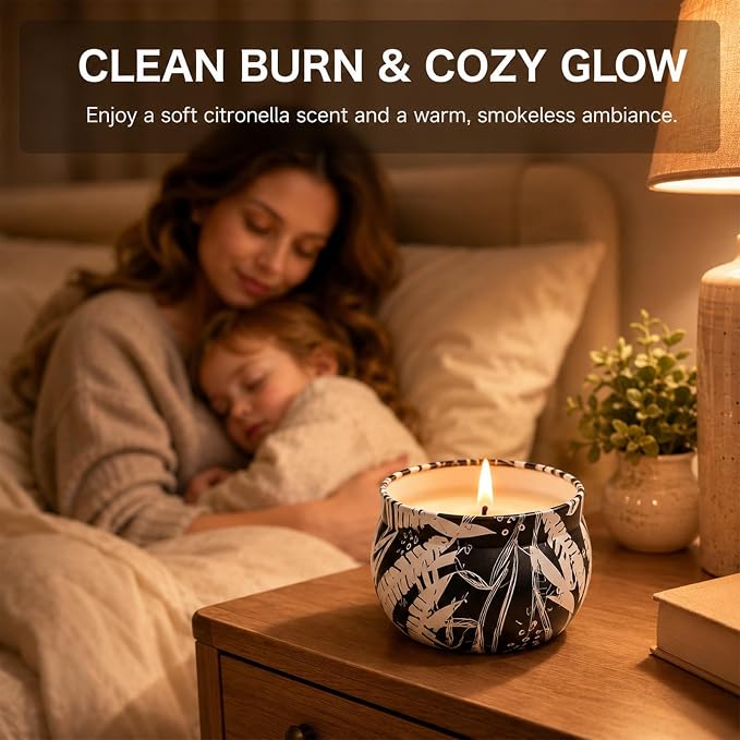 Citronella Candles Outdoor, 12 Pack Natural Soy Wax Citronella Candles, 300 Hours Long-Lasting Burn Citronellas Candle for Backyard, Garden, Patio and Camping