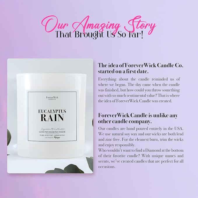 Foreverwick Eucalyptus Rain Candle | Natural Organic Soy Candle | Candle Gift | Aromatherapy Candle for Bath, Destress & Clearance | Strong Scented Candles for Decor | 14 oz & 70 Hours Burning Time
