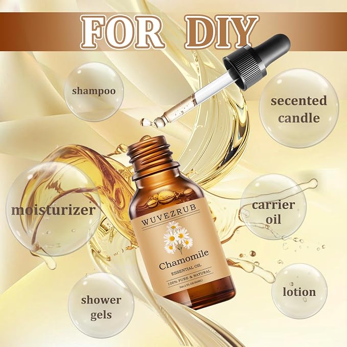 Chamomile Essential Oils 60ML, Pure Chamomile Essential Oil for Aromatherapy Diffuser - 2 Fl Oz