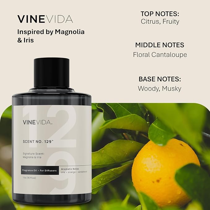 VINEVIDA [16 Oz] Inspired by: Magnolia & Iris; Diffuser Oil Refill | Premium Scent Diffuser Oil for Home | Non-Toxic Fragrance